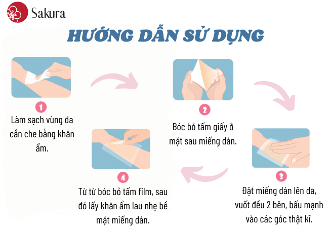Hướng dẫn sử dụng miếng dán che sẹo Nhật Bản Sakura với 4 bước chi tiết